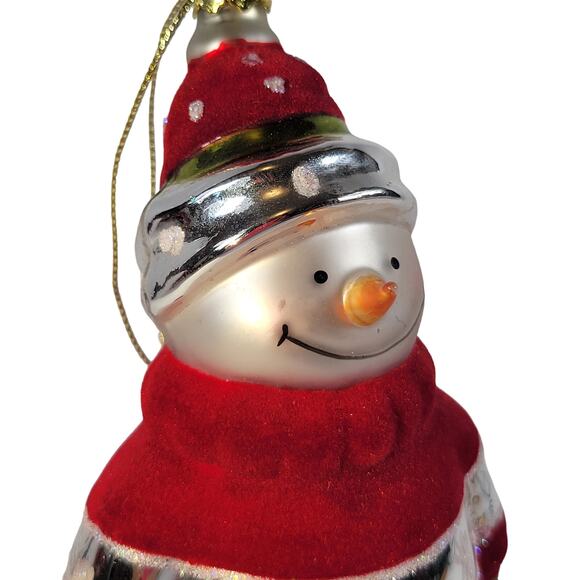 Handcrafted Glass Snowman Ornament Red Hat & Sweater Christmas Decor 5" - Picture 2 of 9